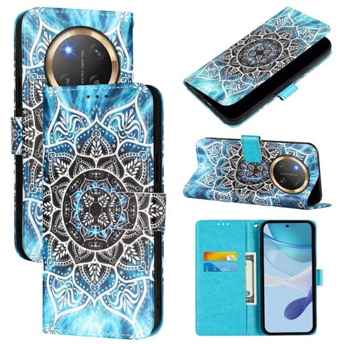 Funda de Cuero Honor X9C 5G con Patrón Mandala Submarino y Tejido Liso (Colores)