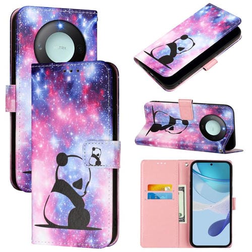 Funda de Cuero para Honor X9C Smart 5G con Patrón de Dibujo y Tejido Liso (Panda Bebé)