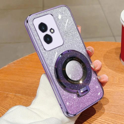 Funda para Teléfono Honor 100 TPU con Soporte Redondo y Purpurina Degradada (Morado)