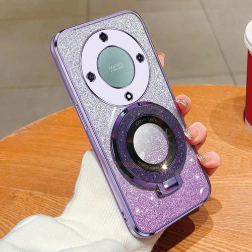 Funda para Teléfono Honor X9A/X40 TPU con Soporte Redondo y Purpurina Degradada (Morado)