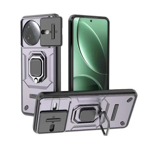 Funda para Teléfono Redmi K80 con Soporte y Carcasa Deslizante de TPU y PC a Prueba de Golpes (Morado)