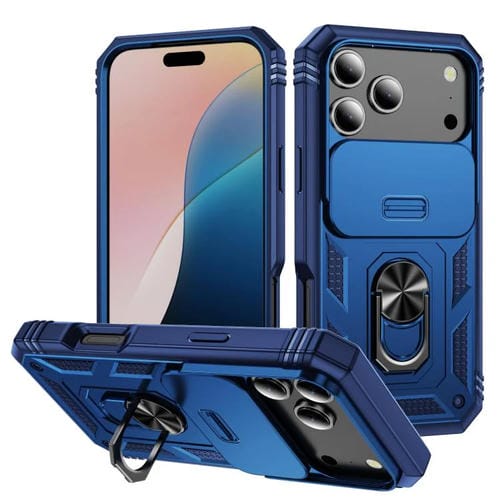Funda deslizante de TPU + PC con soporte para iPhone 17 Pro Max (azul marino)