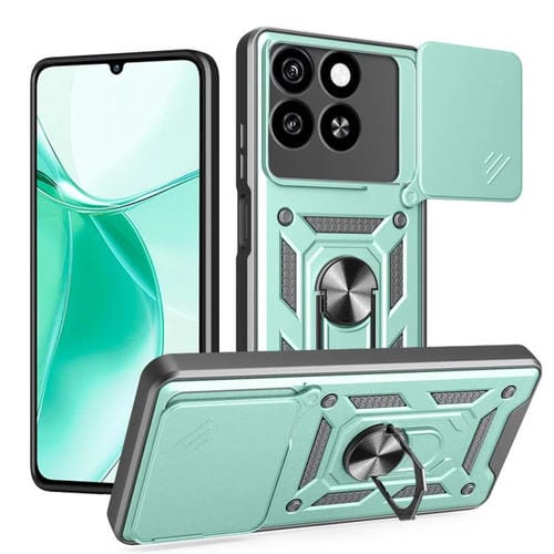Funda para Teléfono ZTE Blade A35 4G A55 4G TPU+PC Cubierta Deslizante Cámara (Verde)