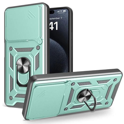 Funda para Teléfono Itel P55 4G con Cámara Deslizante TPU y PC (Verde)