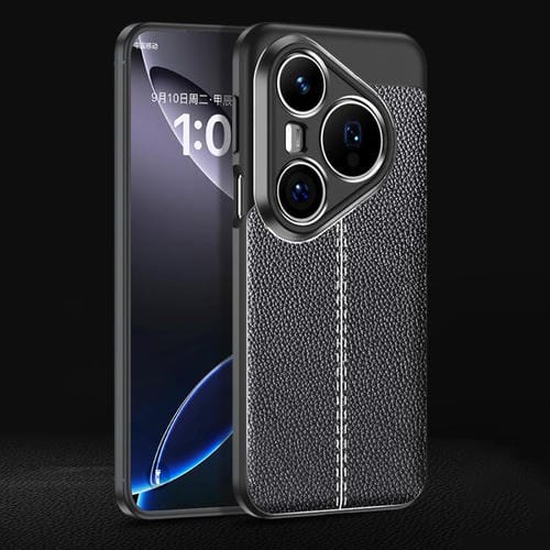 Funda de TPU a prueba de golpes con textura de lichi para Huawei Pura 80 Pro 5G (negra)