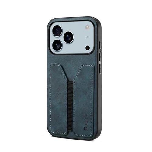 Funda trasera de PU con ranura para tarjeta elástica para iPhone 17 Pro Max Denior D07 DV (azul)