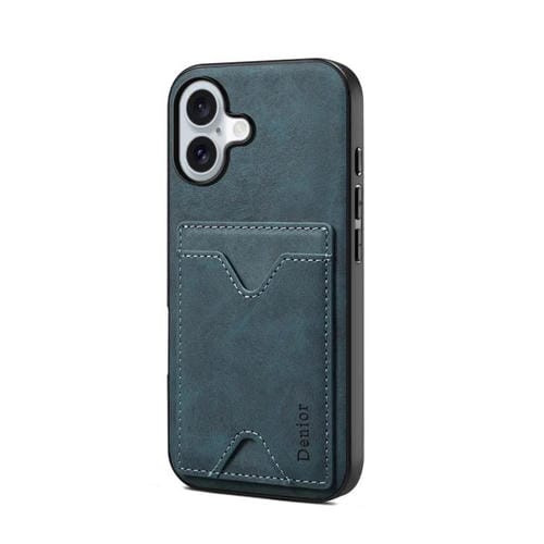 Funda trasera de PU con ranura para tarjetas para iPhone 17 Denior D06 (azul)