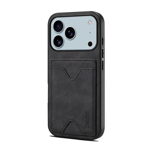 Funda trasera de PU Denior D06 para iPhone 17 Pro, con ranura para tarjetas (negra)