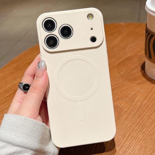 Funda magnética MagSafe de silicona líquida de color sólido para iPhone 17 Pro Max (blanco antiguo)