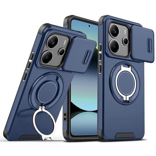 Funda deslizante con anillo de soporte para Redmi Note 14 4G (164,84 mm, azul)