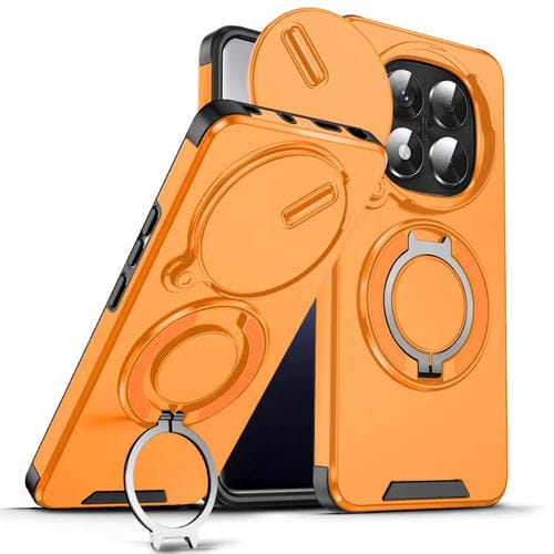 Funda deslizante con anillo protector de cámara para Redmi Note 14 Pro 5G/4G (naranja)