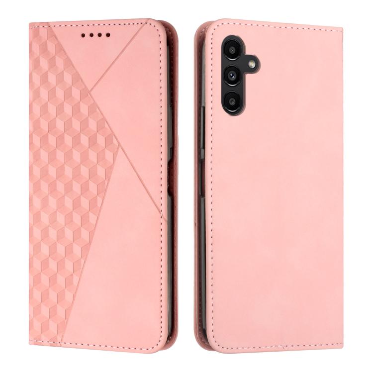 Funda de cuero magnético con textura de diamante para Samsung Galaxy A17/A26 5G (oro rosa)