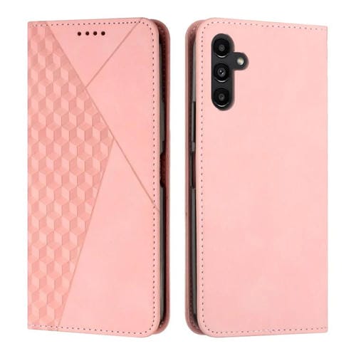 Funda de cuero magnético con textura de diamante para Samsung Galaxy A17/A26 5G (oro rosa)