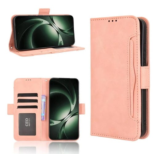 Funda de piel sintética con textura de becerro y ranuras para tarjetas para Redmi K80 Ultra (rosa)