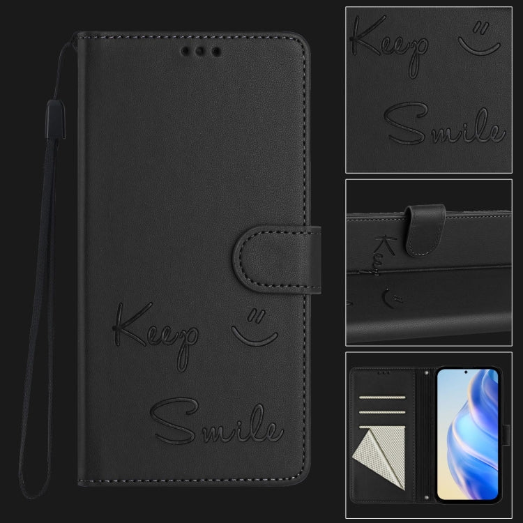 Funda de Cuero Rfid para Teléfono Itel A80 4G con Relieve Sonriente (Negra)