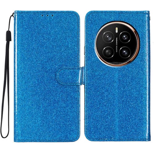 Funda de Cuero con Tapa y Purpurina para Honor Magic7 Pro (Azul)