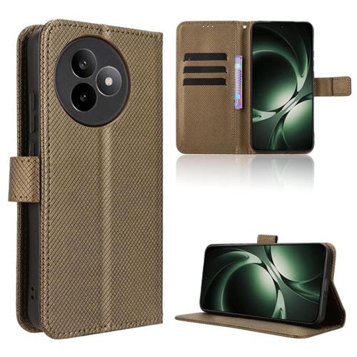 Funda de cuero con textura de diamante para Redmi K80 Ultra (marrón)