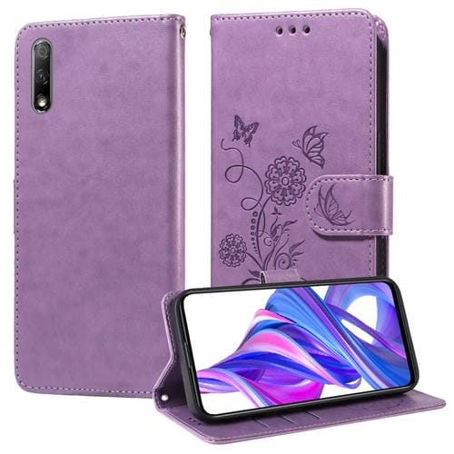 Funda de Cuero para Honor X9 5G/4G/X30 con Diseño de Mariposas y Flores en Relieve (Morado)