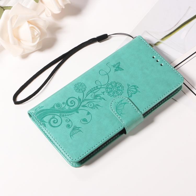 Funda de Cuero para OnePlus 13R/Ace 5/Ace 5 Pro con Diseño de Mariposas y Flores en Relieve (Verde)