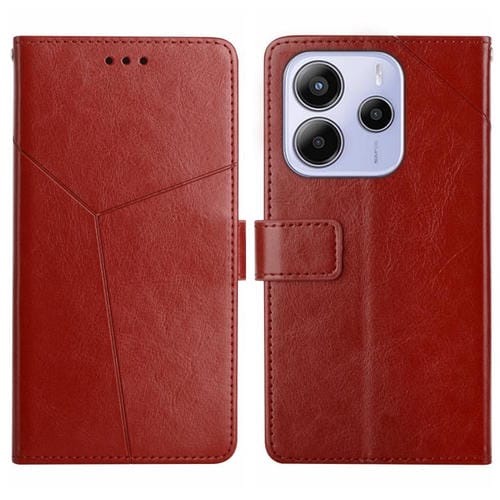 Funda de Cuero con Tapa En Forma de y para Redmi Note 14 4G (163,25mm, Marrón)