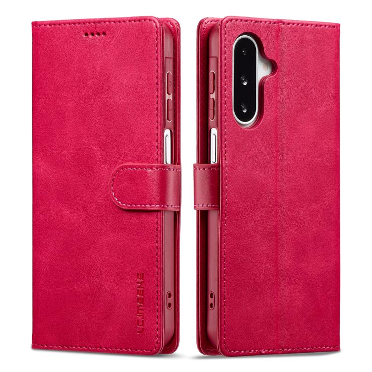 Funda LC.IMEEKE de piel con textura de becerro para Samsung Galaxy A17 5G (roja)