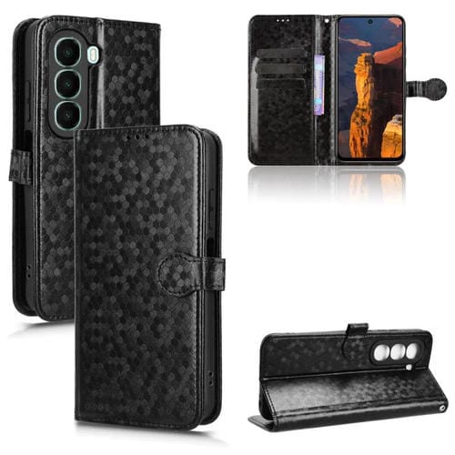 Funda de cuero con textura de puntos de panal para itel A95 5G (negra)