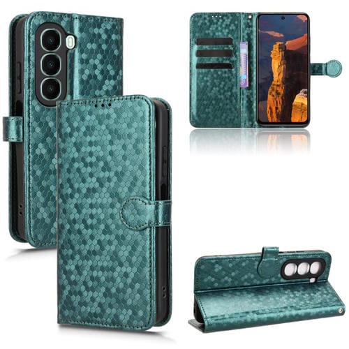 Funda de cuero con textura de puntos de panal para itel A95 5G (verde)