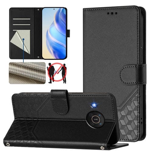 Funda de Cuero Rfid con Relieve en Panal para Nokia X20/X10 (Negra)
