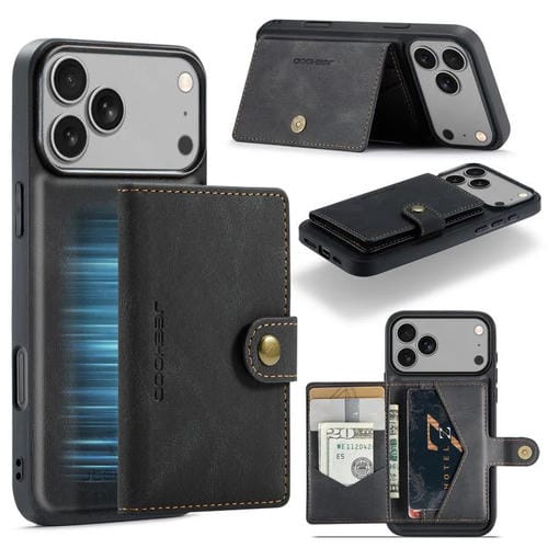 JEEHOOD J01 - Funda magnética desmontable estilo billetera para iPhone 17 Pro (negra)