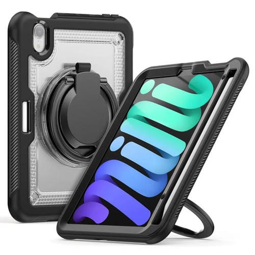 Funda híbrida para iPad Mini 2024 Mini 6 con asa y correa (Transparente)