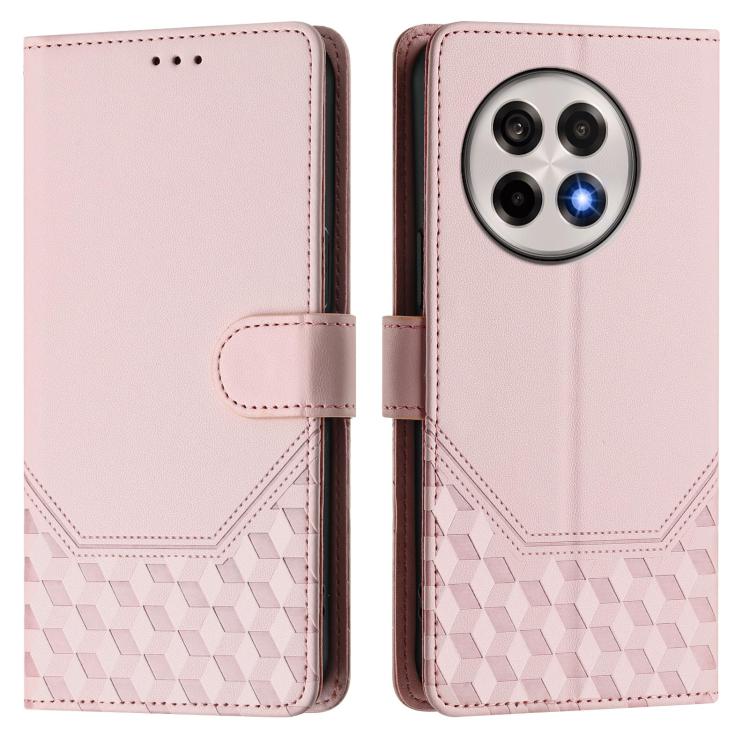 Funda de Cuero Rfid con Relieve en Panal para OnePlus 13R/Ace 5 Pro 5G (Rosa)