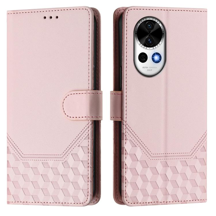Funda de Cuero RFID con Relieve en Panal para Huawei Nova 13/Nova 12 (Rosa)
