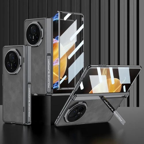 Funda de Cuero para Honor Magic Vs3 Gkk con Bisagras Magnéticas y Protección a Prueba de Golpes (Gris Mate)