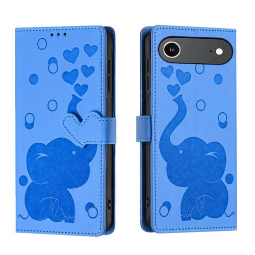 Funda de cuero con relieve de elefante para iPhone 17 Air (azul)