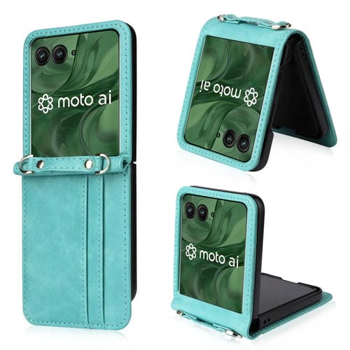 Funda Plegable de PU con Tarjetero Tipo Bandolera para Motorola Razr 50 Ultra (Verde)