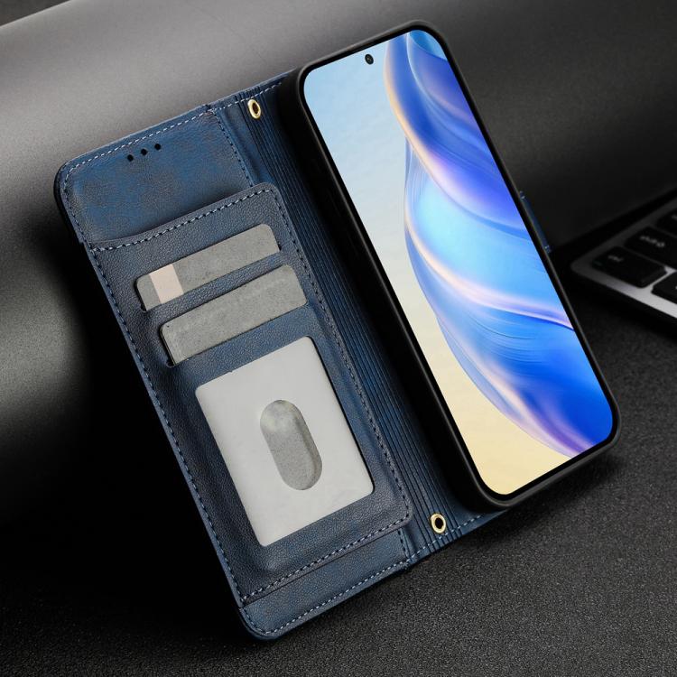 Funda de cuero con cremallera y ranuras para múltiples tarjetas para Infinix Smart 10 4G (azul)