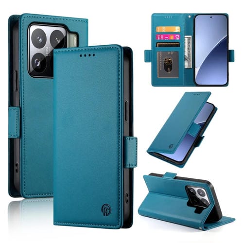 Funda De Cuero Esmerilado Con Hebilla Lateral Magnética Para Xiaomi 15 (Azul)