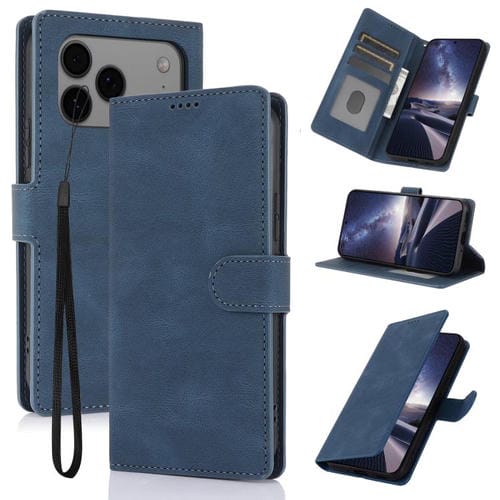 Funda de piel de becerro con textura de fantasía para iPhone 17 Pro Max (azul)