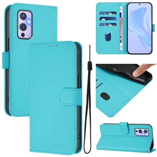 Funda de Piel OnePlus 9 con Tacto Suave y Color Liso (Azul Lago)
