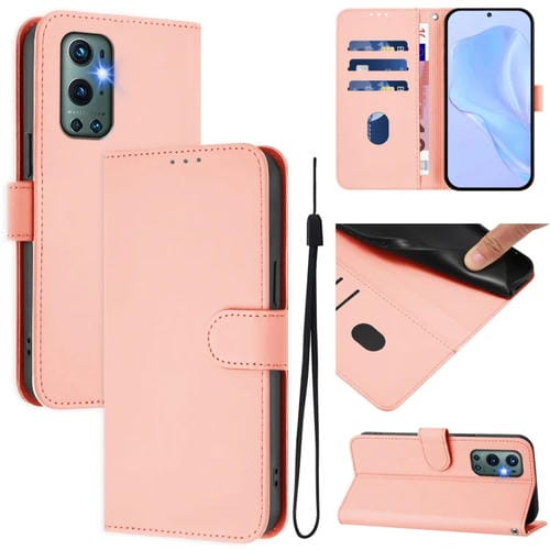 Funda de Cuero con Cordón para OnePlus 9 Pro Skin Feel (Rosa)