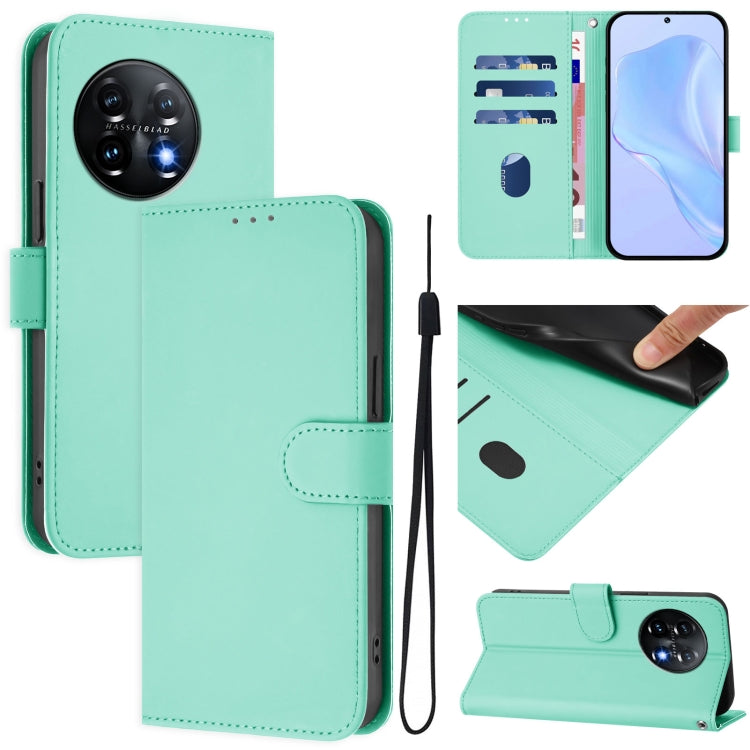 Funda de Piel con Cordón OnePlus 11 con Tacto de Piel (Verde Menta)