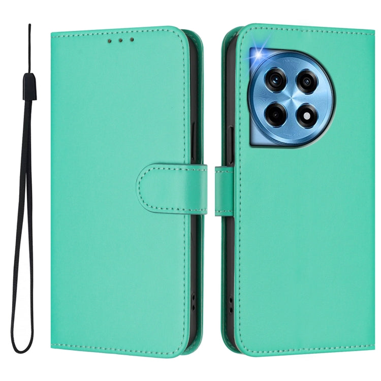 Funda de Cuero con Cordón para OnePlus 12 5G con Tacto de Piel (Verde)