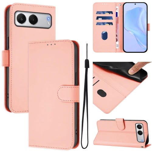 Funda de Cuero con Cordón para OnePlus Nord 4 5G (Rosa)