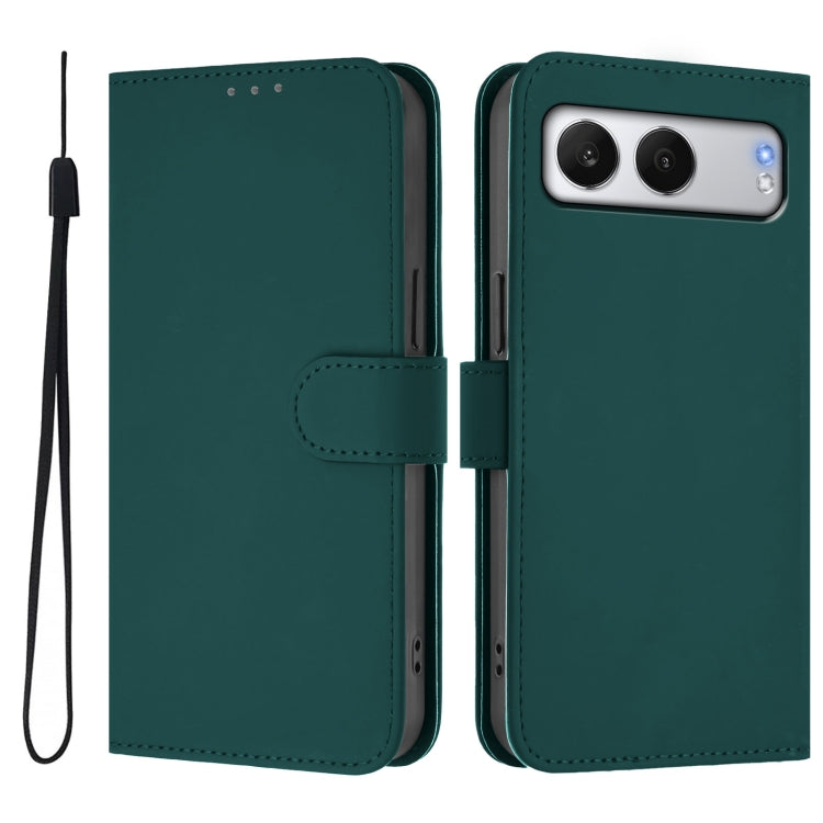 Funda de Cuero para OnePlus Nord 4 5G con Cordón y Tacto Suave (Verde Oscuro)