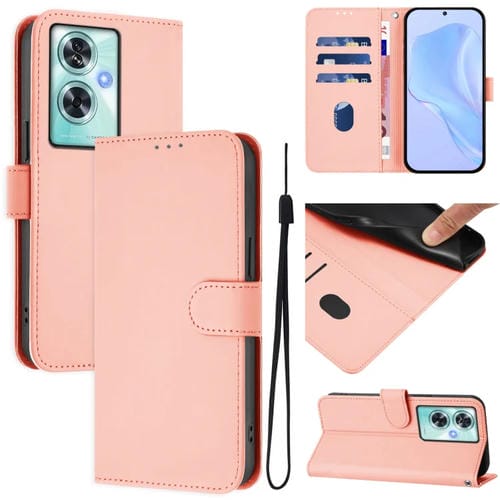 Funda de Cuero con Cordón para OnePlus Nord N30 Se 5G (Rosa)