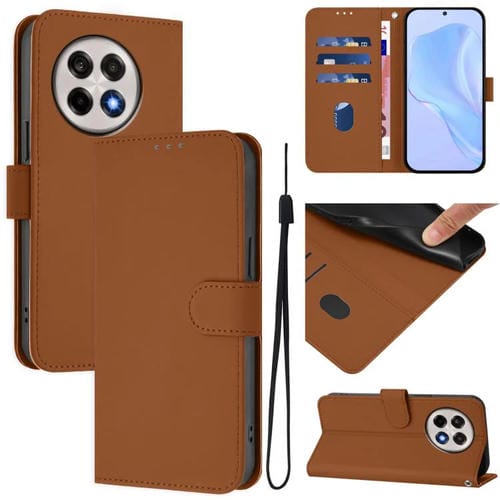 Funda de Cuero con Cordón para OnePlus Ace 5 Pro / Ace 5 / 13R (Marrón)