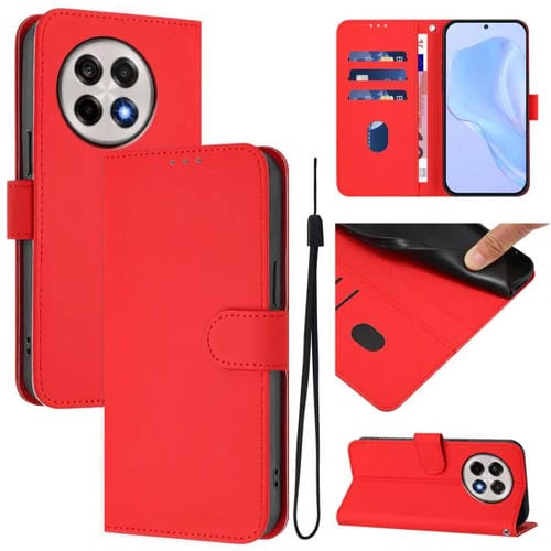 Funda de Cuero con Cordón para OnePlus Ace 5 Pro / Ace 5 / 13R (Rojo)