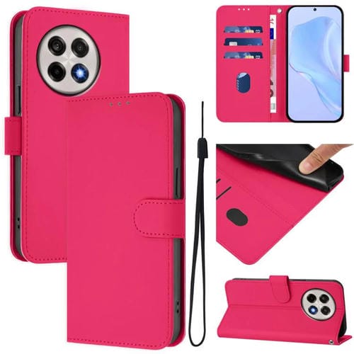 Funda de Cuero con Cordón para OnePlus Ace 5 Pro / Ace 5 / 13R (Rosa Rojo)