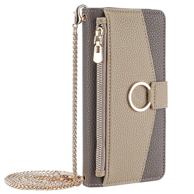 Funda de cuero con textura de lichi para Samsung Galaxy F06 5G (gris)