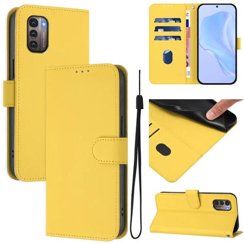 Funda de Piel Sintética con Cordón para Nokia G11 4G y G21 4G (Amarillo Limón)